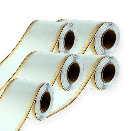 gjenstander Hvitt moiré-kransbånd med gullperlekant, begravelsesbånd, vanntett og miljøvennlig