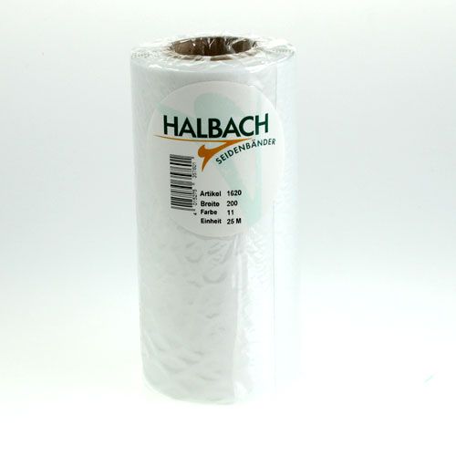 gjenstander Hvitt kransbånd, 200 mm bredt, 25 m rull, sørgebånd, sløyfebånd, dekorativt bånd til begravelsesblomster og anledninger