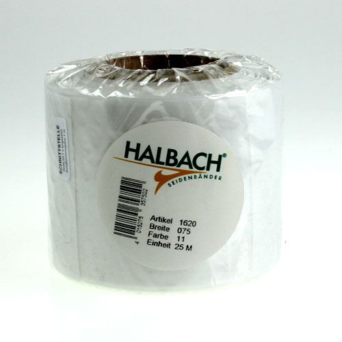 gjenstander Hvitt kransbånd, høy kvalitet, 75 mm x 25 m - dekorativt bånd for blomsterdekorasjoner og begravelser, ideelt for trykking.