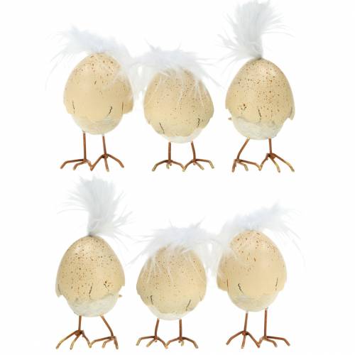 Floristik24 Kylling i eggeskallet hvit, fløte 6cm 6stk