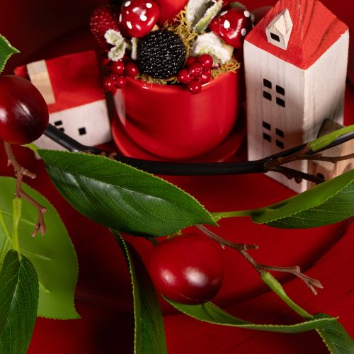 gjenstander Kunstig girlander med kirsebær. Perfekt for naturlig romdekorasjon. Blomsterutseende. 160 cm.