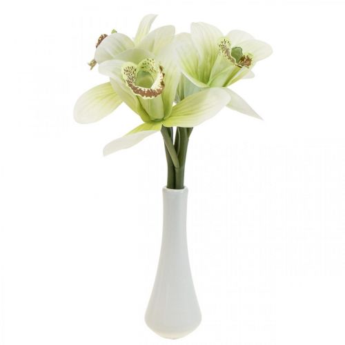 Kunstige orkideer kunstige blomster i vase hvit/grønn 28cm