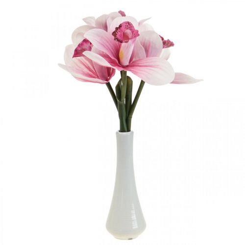 Kunstige orkideer kunstige blomster i vase hvit/rosa 28cm
