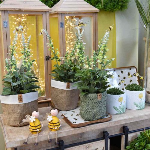 Floristik24 Kunstig lavendelpotte Dekorativ lavendelsilkeblomst i hvit