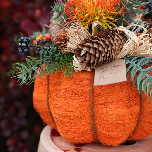 gjenstander Gresskarpotte oransje/gulgrønn laget av sisal Ø15cm H9cm