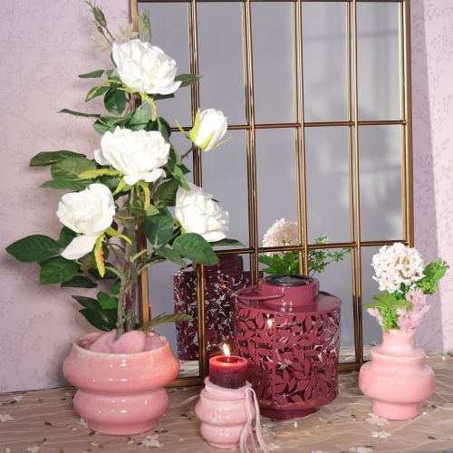 gjenstander Lanterne med bladmotiv, solcelledrevet, for stemningsfull utendørsbelysning, 25 cm