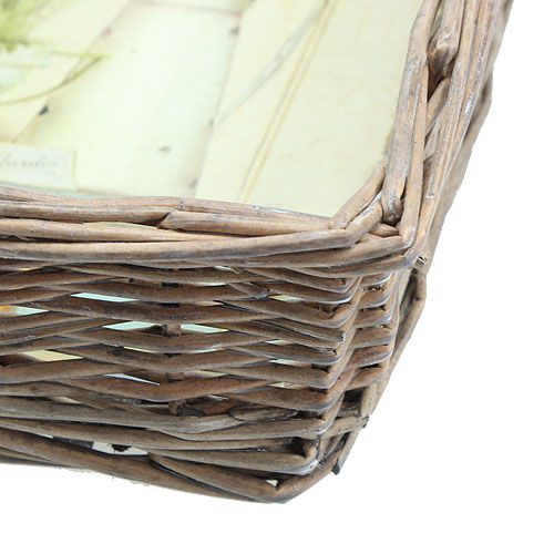 Floristik24 Flettet kurv med lavendelmotiv 20cm