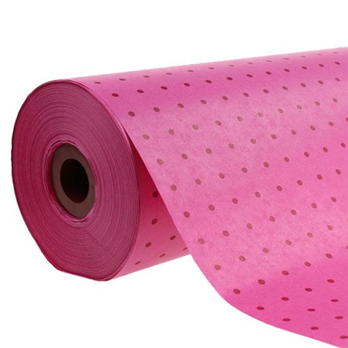 Floristik24 Mansjettpapir 37,5cm 100m prikker rosa