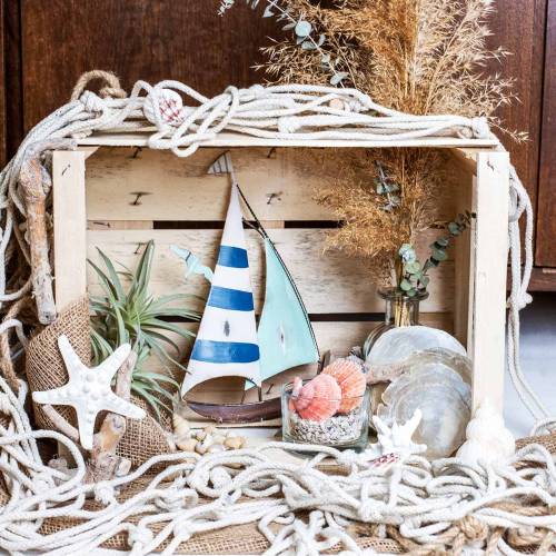 Floristik24 Maritimt dekorasjonsnett med skjell naturlig 400 × 150cm