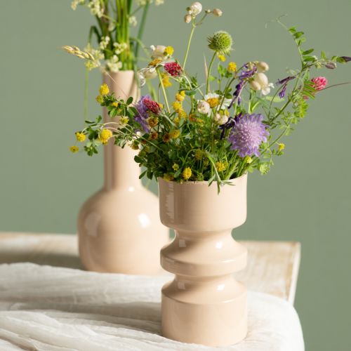 Floristik24 Metallblomstervase cappuccino brun emalje Ø9 cm H17,5 cm