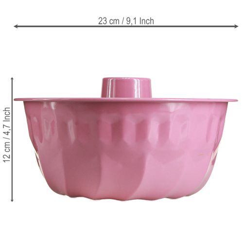 gjenstander Dekorativ bolle i metall, bakeform, Bundt-kakeform, rosa, Ø23 cm, H12 cm