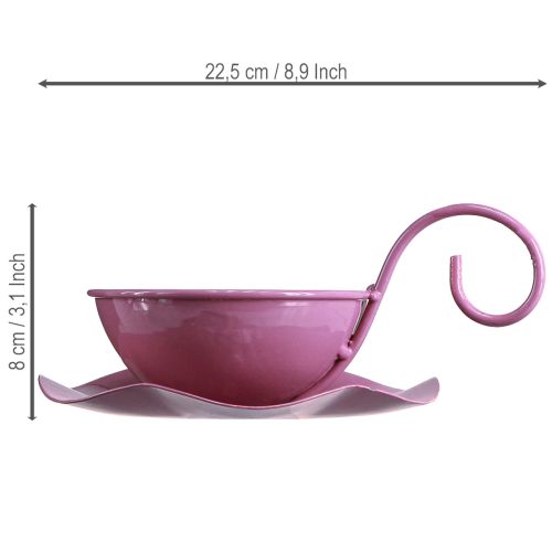 gjenstander Dekorativ metallkopp med skål, rosa, H8 cm Ø11,5 cm, 2 stk.