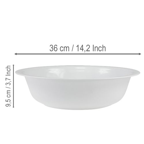 gjenstander Metallskål, hvit, emaljelook, Ø36 cm, H9,5 cm