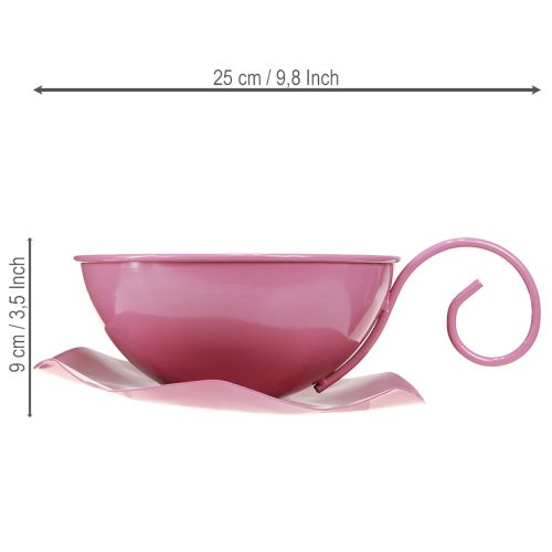 gjenstander Metallkrus Ø16cm H9cm Dekorativt krus med skål Rosa 2 stk.