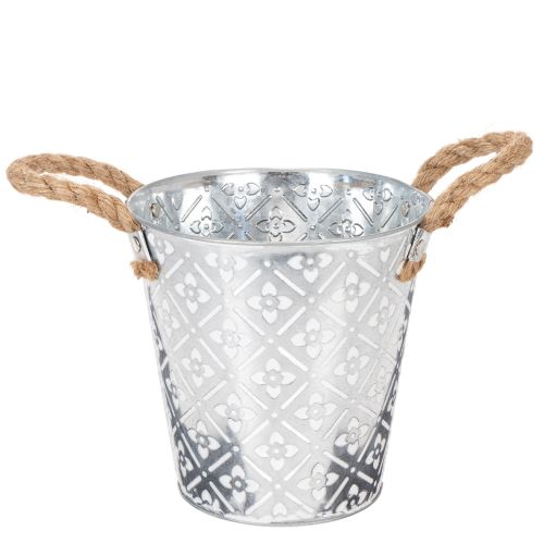 Metallplantepotte, blomsterpotte med håndtak, planter med blomstermønster Ø18cm kjøpe | Floristik24.no