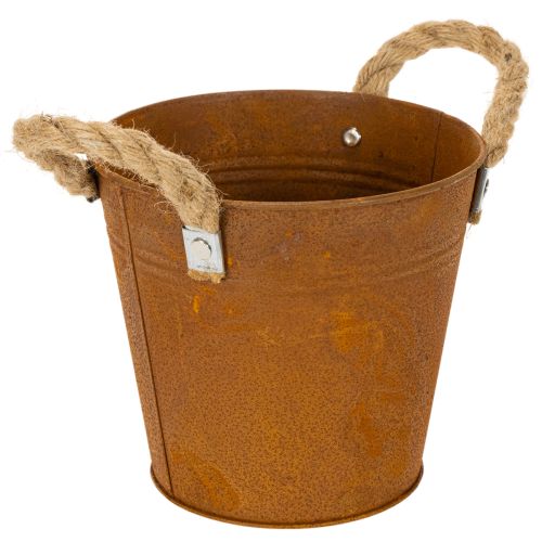 Metallpotte med håndtak, urtepotte, rustdekorasjon Ø16,5 cm H15 cm kjøpe | Floristik24.no