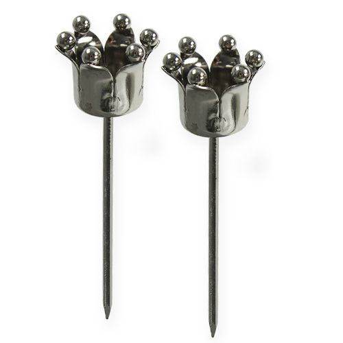 Floristik24 Lysestake krone sølv 4stk