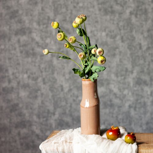 gjenstander Kunstig valmuepyntbunke, realistiske blomster til hjemmetilbehør, 61 cm, 3 stk.