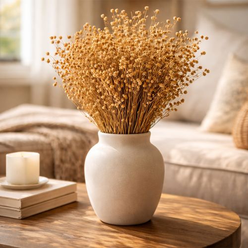 gjenstander Naturlig tørket lingress for tørkede blomsterarrangementer Linum Natur 60cm 180g