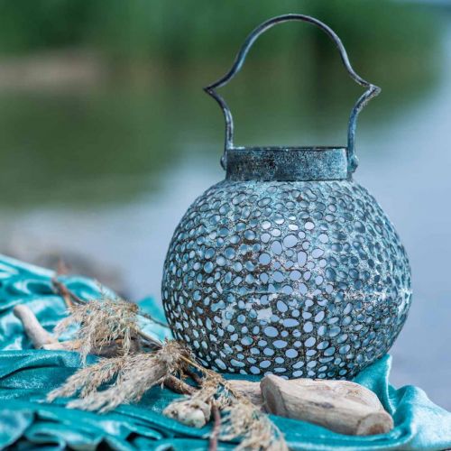 Floristik24 Metall lanterne, lanterne, lysestake antikk look Ø15cm H22cm