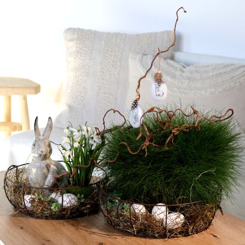 Floristik24 Påskeegg til oppheng av fjær kaniner metall 5×7cm 8 stk