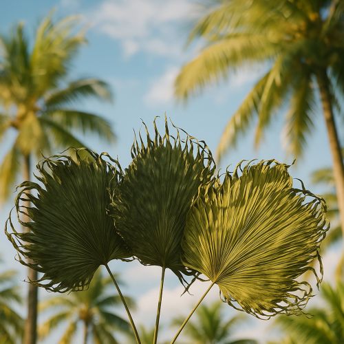 gjenstander Palmebladdekorasjon for eksotiske arrangementer og borddekorasjoner, 5 stk.