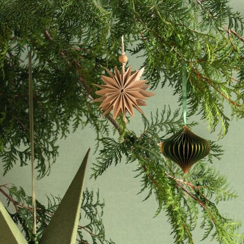 gjenstander Papirstjerner Juleoppheng Brun Hvit 12 cm Sett med 6