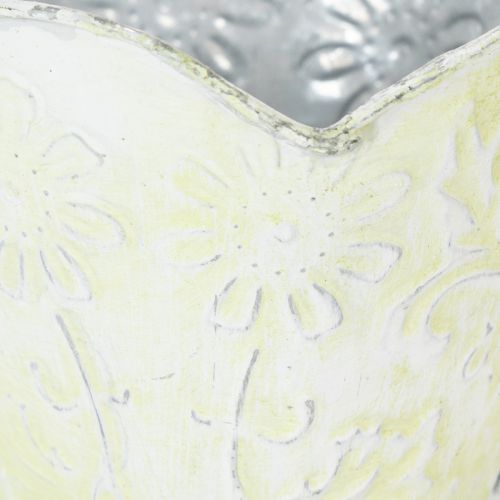 gjenstander Blomsterpotte, dekorativ kaffefilterholder, metallkopp for planting, grønn og hvit blomsterdekorasjon, shabby chic, H11cm Ø11cm