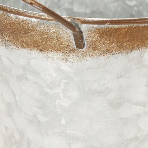 gjenstander Metallplantekasse, blomsterskål, blomsterpotte med sølvhåndtak, forvitret stålfinish, Ø18 cm H20 cm