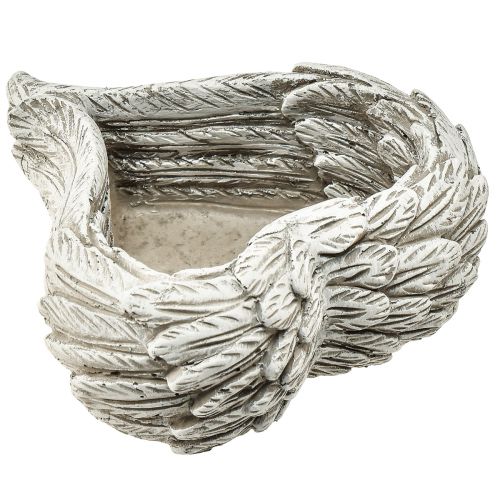 Plante hjertefjær støpestein hjerte grå hvit 13×12×6cm 2stk | Floristik24.no