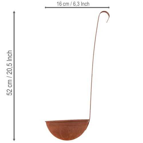 gjenstander Hengende blomsterpotte, kjøkkendekorasjon, øse, rustfinish, Ø16,5 cm, 2 stk.