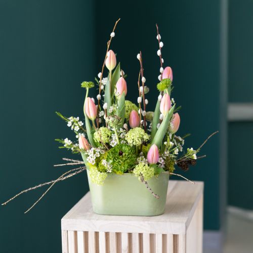 Floristik24 Planteskål oval grønn skål plast 20×10×11 cm 3 stk