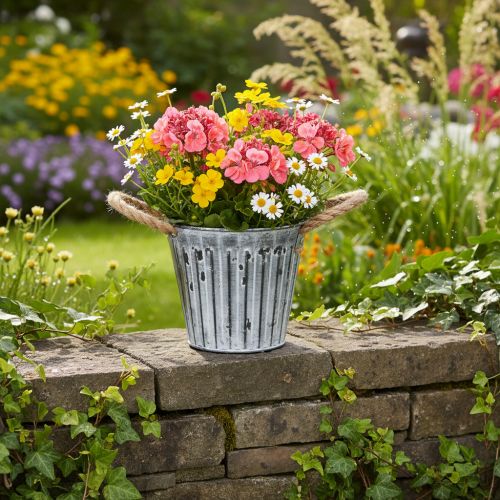 Blomsterpotte med håndtak, metallplanter, dekorativ potte for planting Ø14,5 cm | Floristik24.no