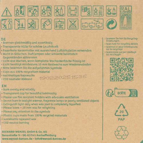 gjenstander PURE Nature Lights Telys Rapsvoks Naturlig Brennetid 7 timer 18 stk