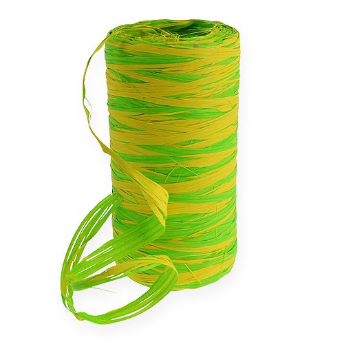 Floristik24 Raffia bånd bicolor grønn-gul 200m