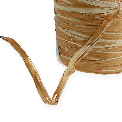 Floristik24 Raffia bånd tofarget gullkrem 200m