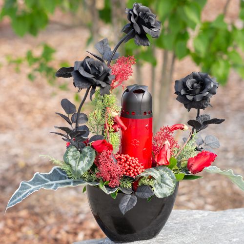 gjenstander Rose silkeblomst svart 63cm