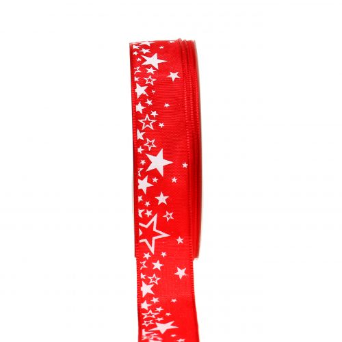 Floristik24 Julebånd stjernemønster rød 25mm 25m