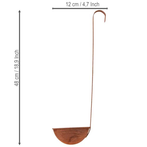 gjenstander Planteskål, dekorativ øse, rustfinish, Ø12 cm, 3 stk.