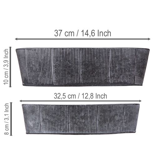 gjenstander Oval metallskål, svart/grå, vintage-stil, 32,5/37 cm, sett med 2