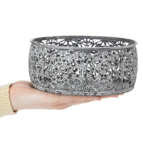 gjenstander Dekorativ metallskål, grått og hvitt mønster, Ø16/19,5/23,5 cm, sett med 3