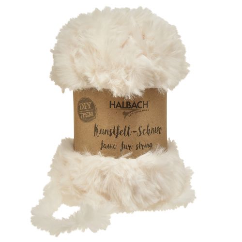 Snor laget av imitert pels hvit - fluffy dekorativ ledning hvit 50g 30m