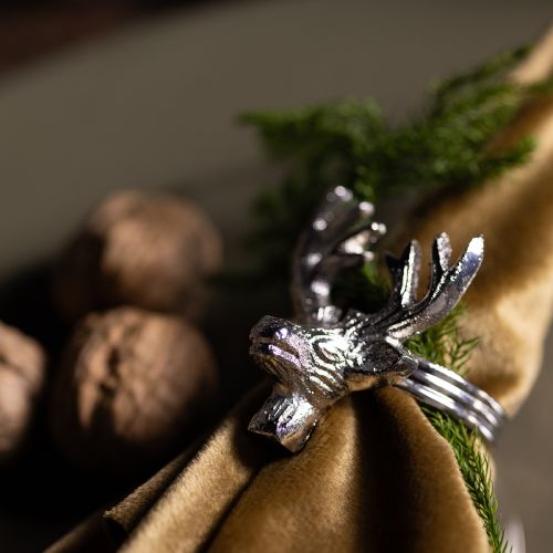 gjenstander Serviettringer sølvfarget hjort metall serviettholder Ø4cm 4 stk