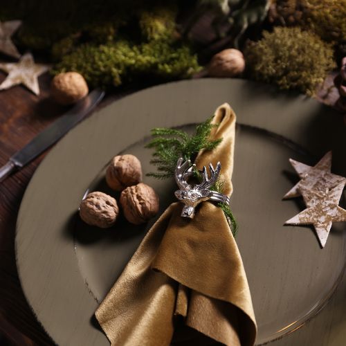 gjenstander Serviettringer sølvfarget hjort metall serviettholder Ø4cm 4 stk