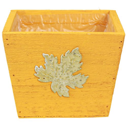 gjenstander Plantekasse tre shabby chic trekasse gul 11×14,5×14cm