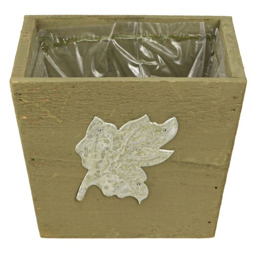 gjenstander Plantekasse tre shabby chic trekasse grønn 11×14,5×14cm