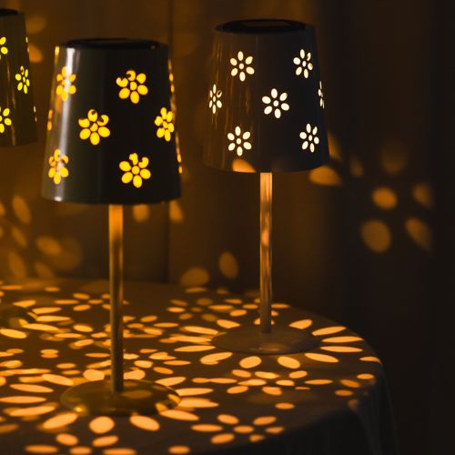 gjenstander Solcelledrevet LED-bordlampe med blomsterdesign, stemningsfull utendørsbelysning, 28 cm