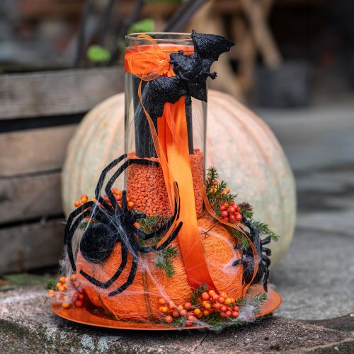 gjenstander Edderkopp- og flaggermusfigurer svarte 10 cm, 14 cm 3 stk.