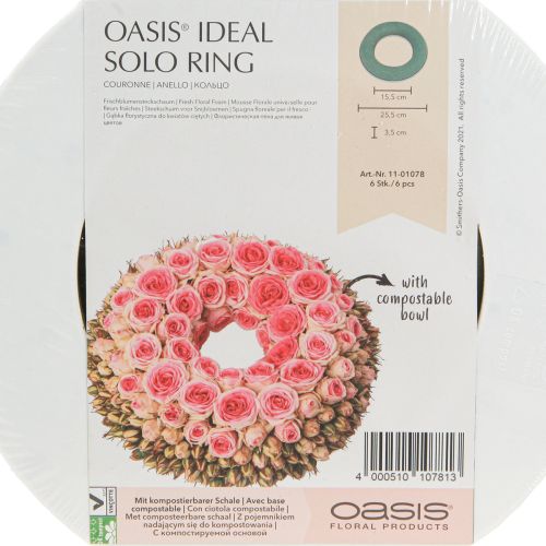 gjenstander OASIS® Blomsterskumkransring Grønn H3cm Ø25cm 6 stk