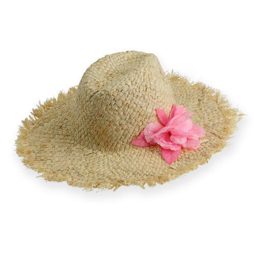 Floristik24 Stråhatt med blomst Ø40cm